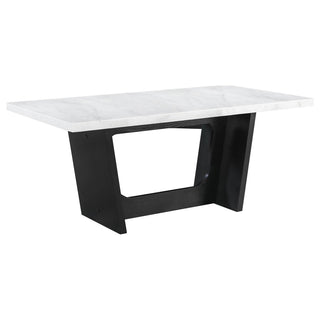 Sherry 7-piece Rectangular Marble Top Dining Table Set Grey