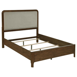 Maderia 57-inch Upholstered Queen Panel Bed Walnut