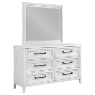 Marielle 6-drawer Dresser with Mirror Distressed White