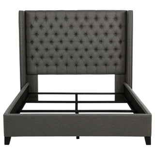 Bancroft Upholstered Queen Wingback Bed Grey