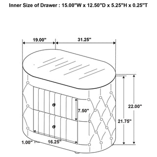 Sonya 2-drawer Upholstered Nightstand Bedside Table Ivory