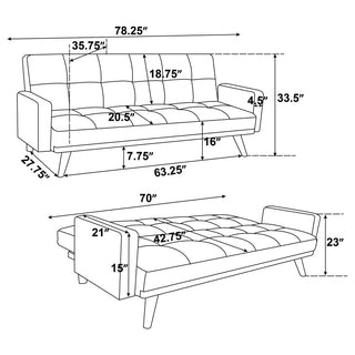 Kourtney Upholstered Tufted Convertible Sofa Bed Terracotta