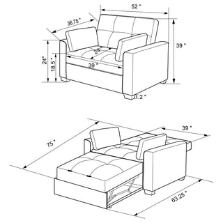 Edith Upholstered Convertible Sleeper Sofa Bed Beige