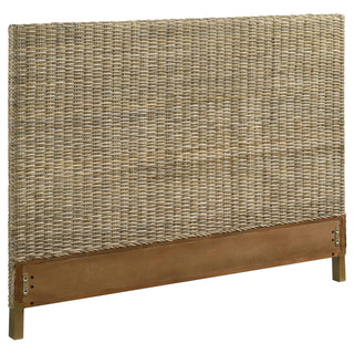 Zyla Woven Rattan Queen Panel Headboard Kubu Grey