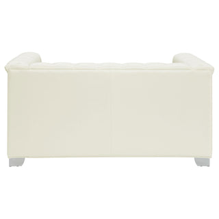 Chaviano Upholstered Track Arm Loveseat Pearl White