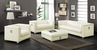 Chaviano Upholstered Track Arm Loveseat Pearl White