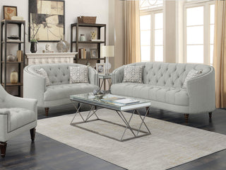 Avonlea 2-piece Upholstered Sloped Arm Sofa Set Grey Fabric