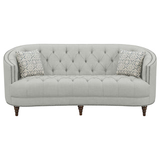 Avonlea 2-piece Upholstered Sloped Arm Sofa Set Grey Fabric