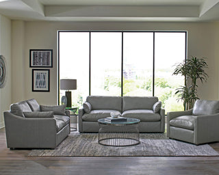 Grayson Leather Upholstered Sloped Arm Loveseat Grey
