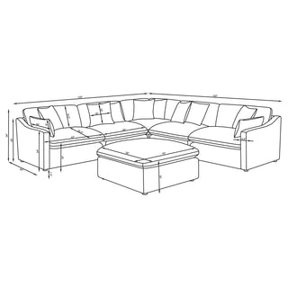 Hobson 6-piece Upholstered Modular Sectional Sofa Charcoal