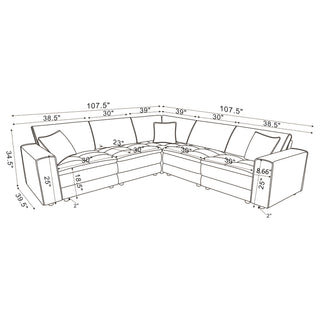 Atlantic 5-piece Upholstered Modular Sectional Sofa Blue