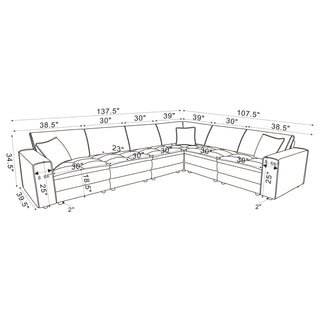 Atlantic 6-piece Upholstered Modular Sectional Sofa Blue