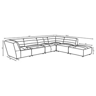 Sunny 6-piece Upholstered Modular Sectional Sofa Charcoal