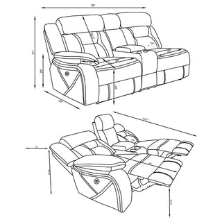 Higgins Upholstered LAF Power Loveseat Grey