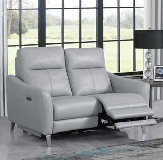 Derek Upholstered Power Reclining Loveseat Light Grey