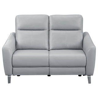 Derek Upholstered Power Reclining Loveseat Light Grey