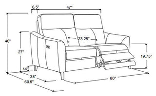 Derek Upholstered Power Reclining Loveseat Light Grey