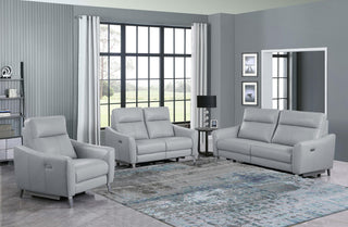 Derek Upholstered Power Reclining Loveseat Light Grey