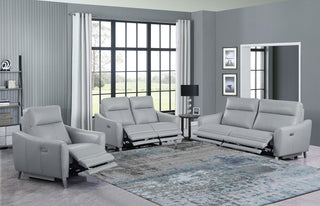 Derek Upholstered Power Reclining Loveseat Light Grey