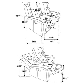 Raelynn 3-piece Upholstered Reclining Sofa Set Grey
