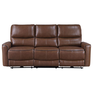 Greenfield Upholstered Power Reclining Sofa Saddle Brown