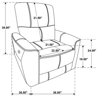 Greenfield Upholstered Power Recliner Chair Saddle Brown