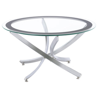 Brooke 3-piece Round Glass Top Coffee Table Set Chrome