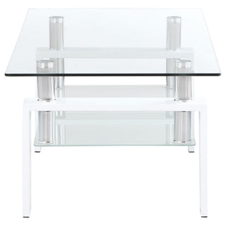 Dyer 1-shelf Rectangular Glass Top Coffee Table White