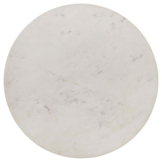 Aldis Round Marble Top Side End Table White and Natural