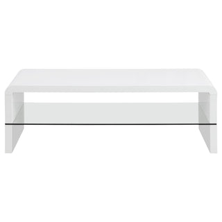 Airell Rectangular Coffee Table with Shelf White High Gloss