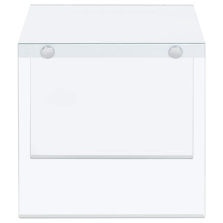 Opal Square Glass Frame Side End Table White High Gloss