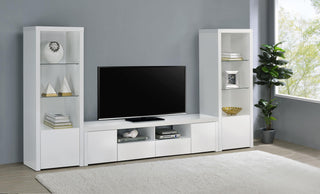 Jude 2-door Engineered Wood 79" TV Stand High Gloss White