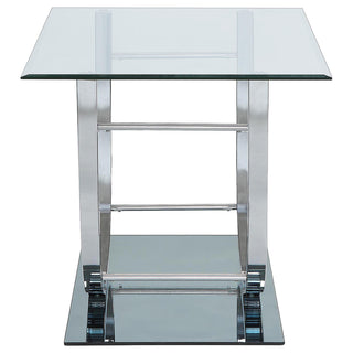 Danville 2-piece Glass Top Coffee and End Table Set Chrome