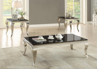 Carone 3-piece Glass Top Coffee and End Table Set Black