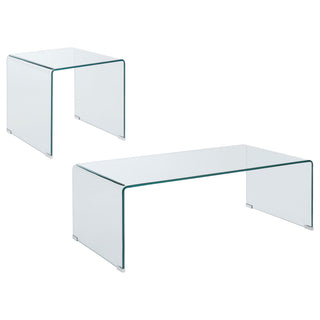 Ripley 2-piece Bent Glass Coffee and End Table Set Clear