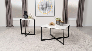 Tobin 2-piece Marble Top Coffee and End Table Set White