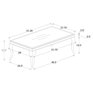 Carone Rectangular Glass Top Coffee Table White and Chrome
