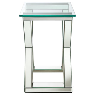 Bonnie Rectangular Mirrored Glass Top End Table Silver