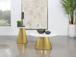 Avon 2-piece Marble Top Coffee and End Table Set White