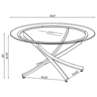 Brooke Round Glass Top Coffee Table Metal Base Brass
