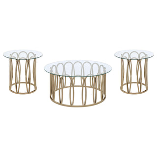 Monett 3-piece Coffee and End Table Set Chocolate Chrome