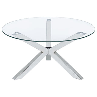 Kenzie 3-piece Round Coffee and End Table Set Chrome
