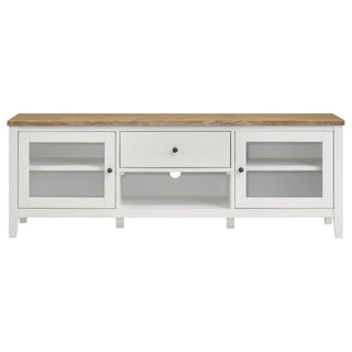 Hollis 2-door Wood 67" TV Stand with Drawer Brown and White
