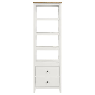 Hollis 4-shelf Wood Media Tower with Drawers Brown and White