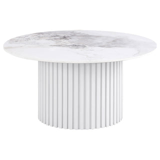 Rowena 3-piece Coffee and End Table Set White Faux Marble