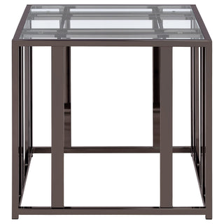 Adri Rectangular Glass Top Side End Table Black Nickel