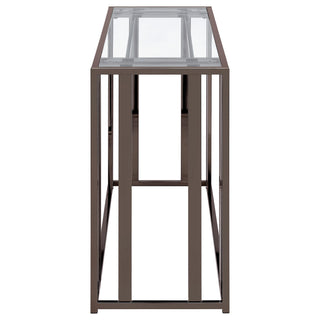 Adri Glass Top Entryway Console Table Black Nickel
