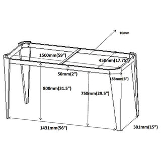 Rectangle Glass Top Console Table Silver and Grey