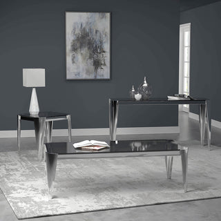 Rectangle Glass Top Console Table Silver and Grey