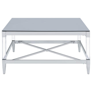 Lindley Square Tempered Mirror Acrylic Coffee Table Chrome